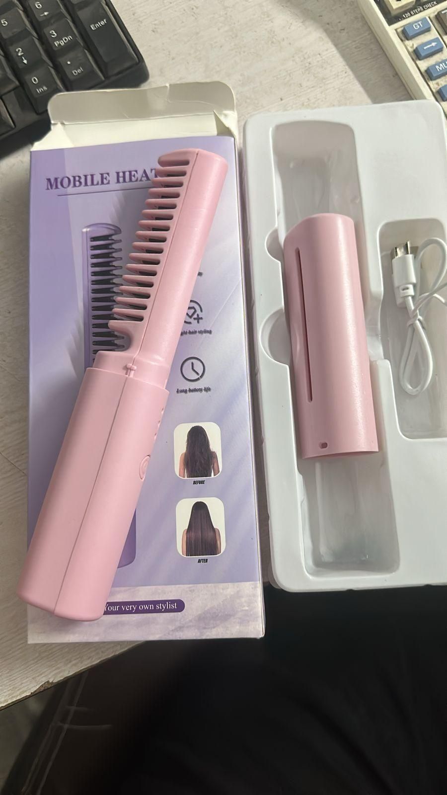 Rechargeable Mini Hair Straightener Comb